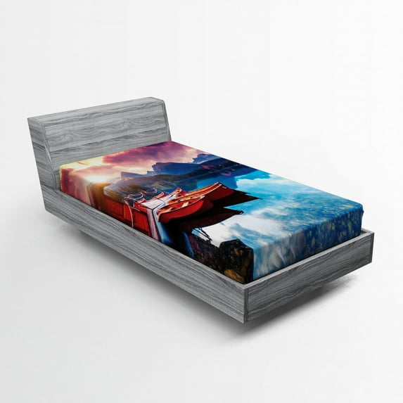 Ambesonne Mountain Fitted Sheet, South Asia Romantic, Twin XL Size, Multicolor