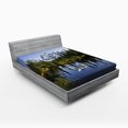 thumbnail image 1 of Ambesonne Mountain Fitted Sheet, Tree and Snowy Nature, Queen Size, Green Blue White, 1 of 2