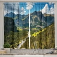 thumbnail image 1 of Ambesonne Mountain Kitchen Curtains, Trees Rivers Clouds Print, 55"x30", Pale Azure Blue and Green, 1 of 3