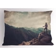 thumbnail image 1 of Ambesonne Mountain Pillow Sham, Woman Hiker on Top, 36" X 20", Multicolor, 1 of 2
