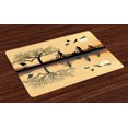 thumbnail image 1 of Ambesonne Mountain Place Mats Set of 4, Family near a Lakeside, Standard Size, Earth Yellow Black Brown, 1 of 4