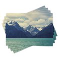 thumbnail image 1 of Ambesonne Mountain Place Mats Set of 4, Northern Norway Harbor, Standard Size, Almond Green Dark Blue, 1 of 6