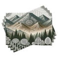 thumbnail image 1 of Ambesonne Mountain Place Mats Set of 4, Oriental Mandala Mounts, Standard Size, Dark Green Blue Grey Ecru, 1 of 5