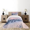 thumbnail image 1 of Ambesonne Mountain Quilted Bedspread Set 2 Pcs, Idyllic Winter Morning, Twin Size, Pale Pink White, 1 of 6
