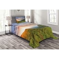 thumbnail image 1 of Ambesonne Mountain Quilted Bedspread Set 2 Pcs, Sunrise Mottled Clouds, Twin Size, Blue Green Orange, 1 of 3