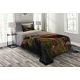 thumbnail image 1 of Ambesonne Mountain Quilted Bedspread Set 2 Pcs, Sunrise Rhodonderons, Twin Size, Yellow Green Pink, 1 of 3