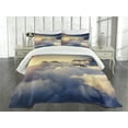 thumbnail image 1 of Ambesonne Mountain Quilted Bedspread Set 3 Pcs, Climbing Above Clouds, King Size, Beige Navy, 1 of 3