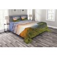 thumbnail image 1 of Ambesonne Mountain Quilted Bedspread Set 3 Pcs, Sunrise Mottled Clouds, Queen Size, Blue Green Orange, 1 of 3