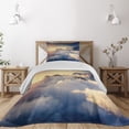thumbnail image 1 of Ambesonne Mountain Quilted Coverlet 2 Pcs, Climbing Above Clouds, Twin Size, Beige Navy, 1 of 4