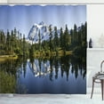 thumbnail image 1 of Ambesonne Mountain Shower Curtain, Tree and Snowy Nature, 69"Wx75"L, Green Blue White, 1 of 5