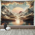 thumbnail image 1 of Ambesonne Mountain Tapestry Wall Hanging, Sunrise Scenario Meadows, 80"x60", Peach Fawn Pale Seafoam, 1 of 3