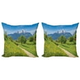 thumbnail image 1 of Ambesonne Mountain Throw Pillow Cover 2 Pack, Spring Scenery in Alps, 18", Multicolor, 1 of 6