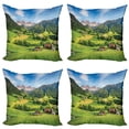 thumbnail image 1 of Ambesonne Mountain Throw Pillow Cover 4 Pack, Alps in the Spring, 24", Green Blue, 1 of 5