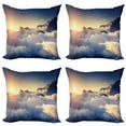 thumbnail image 1 of Ambesonne Mountain Throw Pillow Cover 4 Pack, Climbing Above Clouds, 16", Beige Navy, 1 of 6