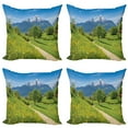 thumbnail image 1 of Ambesonne Mountain Throw Pillow Cover 4 Pack, Spring Scenery in Alps, 16", Multicolor, 1 of 6