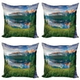 thumbnail image 1 of Ambesonne Mountain Throw Pillow Cover 4 Pack, Sunny Summer Morning, 16", Multicolor, 1 of 6