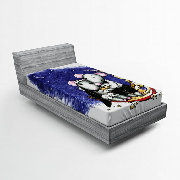 Ambesonne Mouse Fitted Sheet, Valentines Couple Wedding, Twin Size, Multicolor