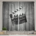 thumbnail image 1 of Ambesonne Movie Theater Kitchen Curtains, Clapper Board, 55"x45", White Black and Grey, 1 of 1