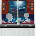 thumbnail image 1 of Ambesonne Movie Theater Kitchen Curtains, Skeleton Family, 55"x39", Multicolor, 1 of 2