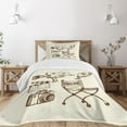 thumbnail image 1 of Ambesonne Movie Theater Quilted Bedspread Set 2 Pcs, Vintage Set, Twin Size, Beige Brown, 1 of 5