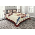 thumbnail image 1 of Ambesonne Movie Theater Quilted Bedspread Set 3 Pcs, Pop Corn Tickets, Queen Size, Maroon Blue and Cream, 1 of 3