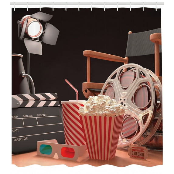 Ambesonne Movie Theater Shower Curtain, Film Industry, 69"Wx70"L, Multicolor