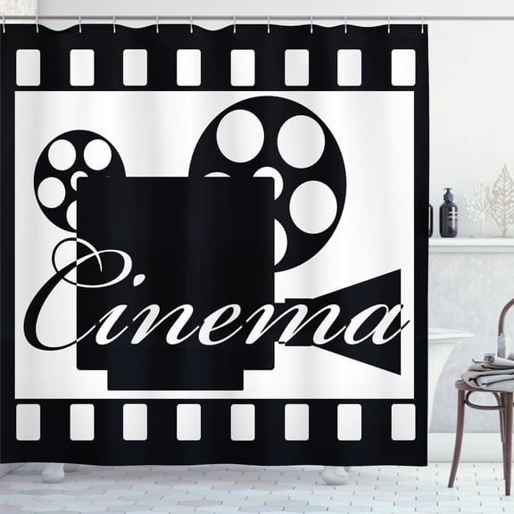 Ambesonne Movie Theater Shower Curtain, Film Strip Frame, 69"Wx75"L, Black White