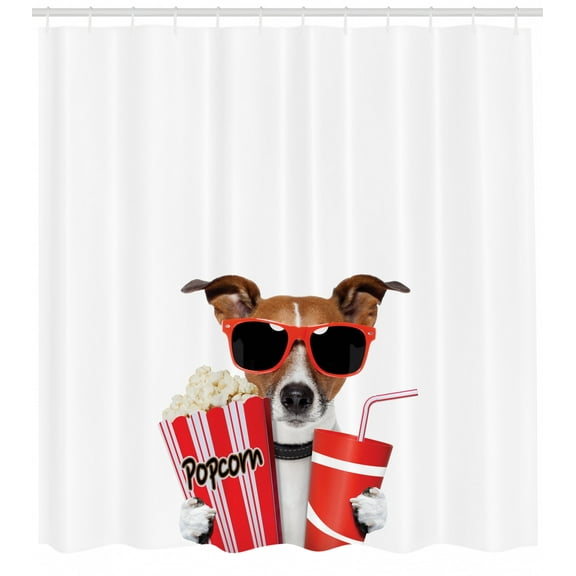 Ambesonne Movie Theater Shower Curtain, Funny Dog Snacks, 69"Wx70"L, Multicolor
