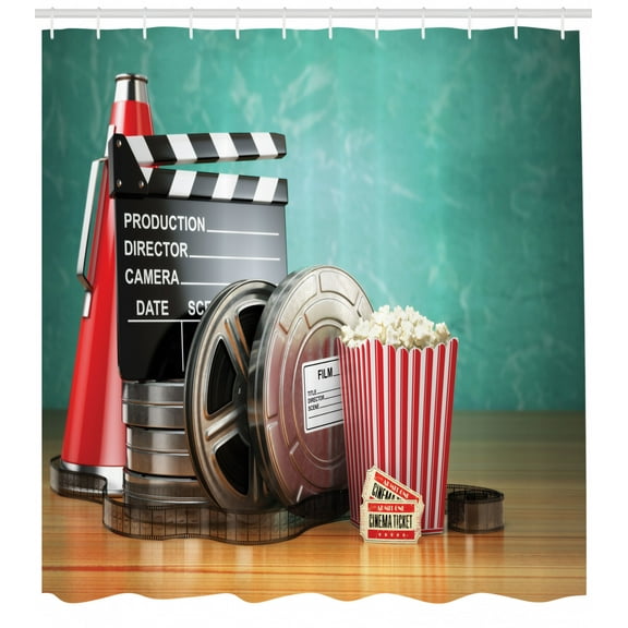 Ambesonne Movie Theater Shower Curtain, Production Theme, 69"Wx84"L, Multicolor