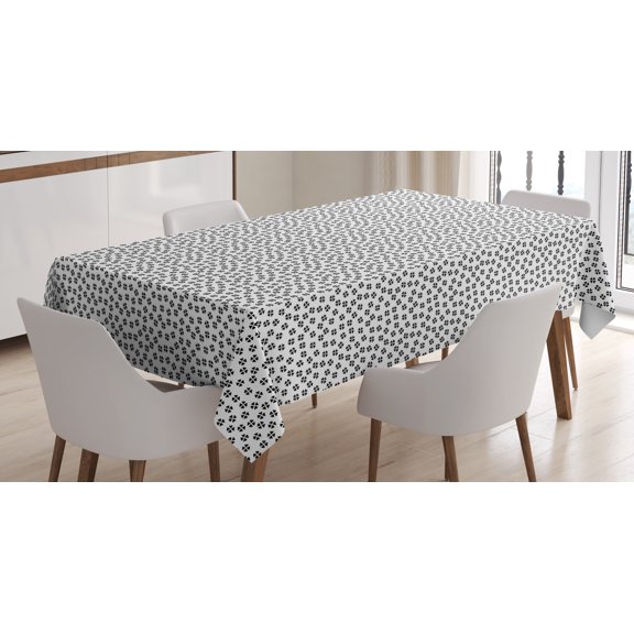 Ambesonne Mudcloth Tablecloth Rectangular Table Cover, Shamrock Minimalist, 52"x70", Black and White