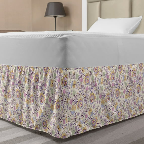Ambesonne Multi-color Abstract Wrap Around and Gathered Microfiber Bed Skirt, Twin