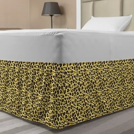 Cow Print Bed Skirt Black and White Striped Dots with Abstract Style Farm Animal Hide Agriculture Elastic Bedskirt Dust Ruffle Wrap Around for Bedding Decor 4 Sizes Black White by Ambesonne