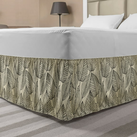 Ambesonne Multi-color Geometric Gathered Microfiber Bed Skirt, Queen