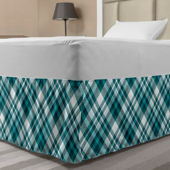 Ambesonne Multi-color Plaid Wrap Around Microfiber Bed Skirt, Full