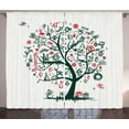 thumbnail image 1 of Ambesonne Christmas Curtains 2 Panel Set, Tree Ornaments Gifts, 108" x 84", Vermilion and Green, 1 of 3