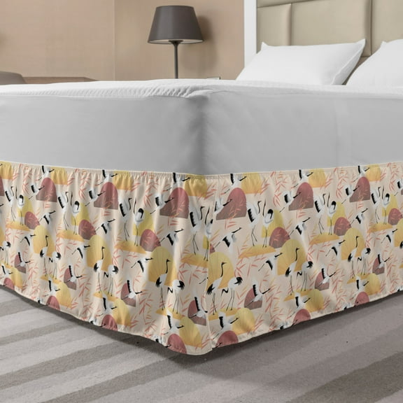 Ambesonne Multi-color Wrap Around Gathered Microfiber Bed Skirt, Queen