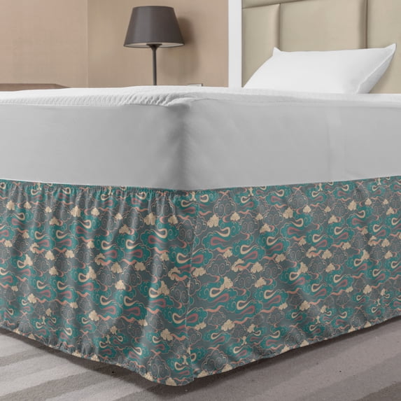 Ambesonne Multi-color Wrap Around and Gathered Microfiber Bed Skirt, Full
