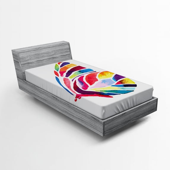 Ambesonne Multicolor Fitted Sheet, Colored Butterfly, Twin XL Size, Multicolor