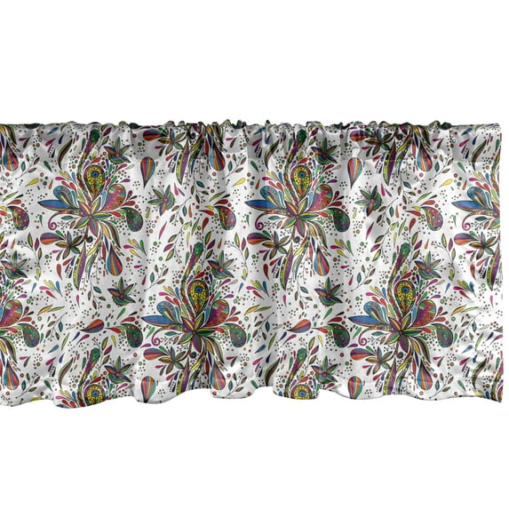 Ambesonne Multicolor Window Valance, Flora Pattern, 54" X 12", Multicolor