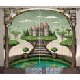 thumbnail image 1 of Ambesonne Mural Curtains 2 Panel Set, Boho Castle and Meadows, 108" x 63", Multicolor, 1 of 3