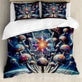 thumbnail image 1 of Ambesonne Mushroom Duvet Cover Set, Astral World Psychedelic, King, Dark Blue Multicolor, 1 of 5