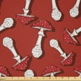 thumbnail image 1 of Ambesonne Mushroom Fabric by the Yard Microfiber, Psychedelic Amanita, 10 Yards, Burnt Sienna Red White, 1 of 2