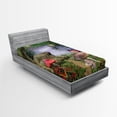 thumbnail image 1 of Ambesonne Mushroom Fitted Sheet, Butterflies, Twin Size, Tan Green Red, 1 of 3