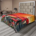 thumbnail image 1 of Ambesonne Mushroom Flat Sheet, Clouds Leaves Poppies, Queen Size, Orange Red Taupe, 1 of 1