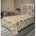 thumbnail image 1 of Ambesonne Mushroom Flat Sheet, Ladybird Flower Snail, TwinXL Size, Multicolor, 1 of 1