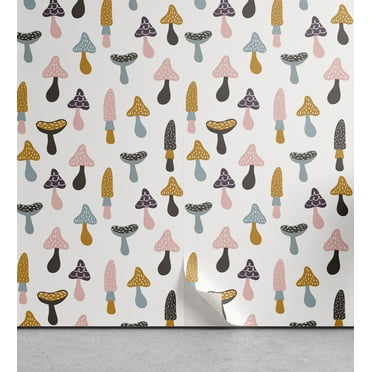 Ambesonne Mushroom Peel & Stick Wallpaper for Home, Colorful Porcini Cartoon, 13"x72", Multicolor
