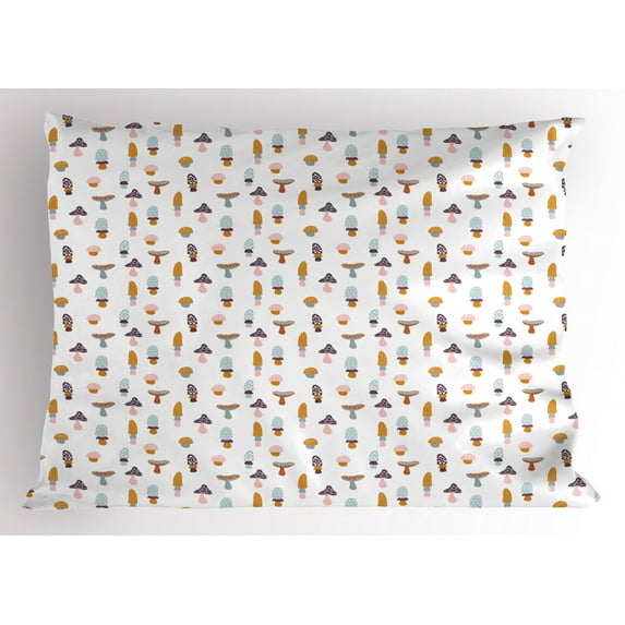 Ambesonne Mushroom Pillow Sham, Autumn Season Art Pattern, 26" X 20", Multicolor