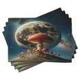 thumbnail image 1 of Ambesonne Mushroom Place Mats Set of 4, Astral Starry Galaxy Moon, Standard Size, Dark Pink Sea Blue Sepia, 1 of 5