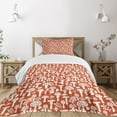 thumbnail image 1 of Ambesonne Mushroom Quilted Bedspread Set 2 Pcs, Leaves Berries Amanita, Twin Size, Burnt Sienna White, 1 of 5