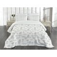 thumbnail image 1 of Ambesonne Mushroom Quilted Bedspread Set 3 Pcs, Monochrome Doodle Print, King Size, White and Black, 1 of 3